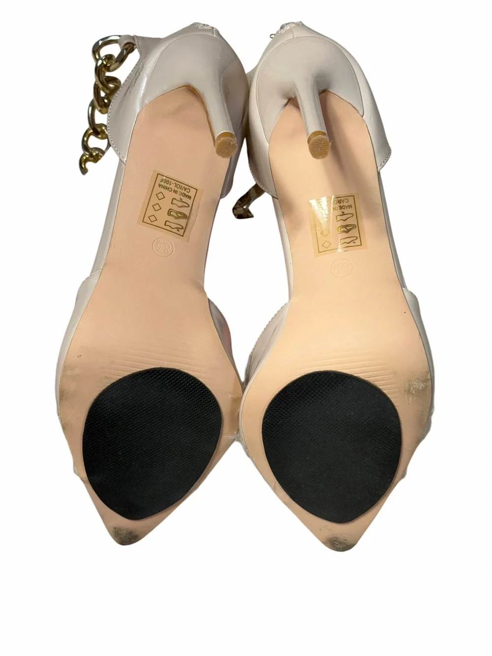 Fashion Nova Tan Amalia Chain Heels Womens 8.5